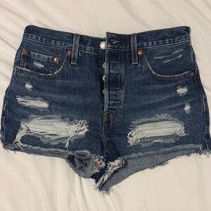 Levi's Midnight Blue Ripped Jean Shorts